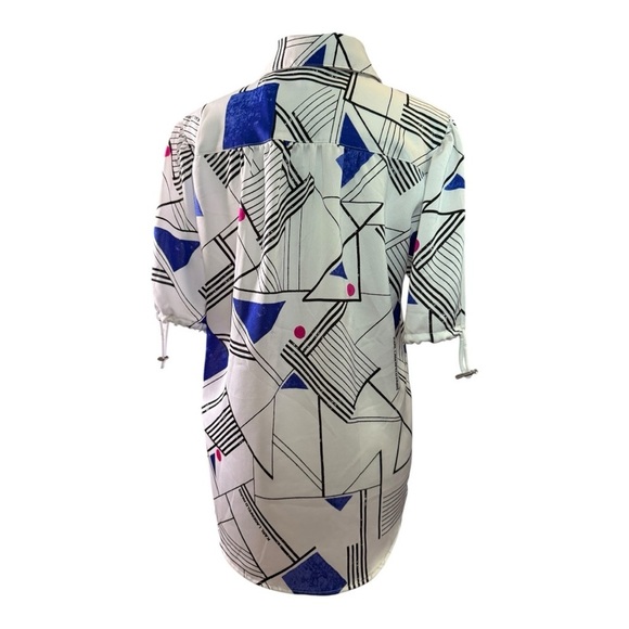Karl Lagerfeld Geometric Print Button-Up Shirt with Bungee arm closures. XS - Picture 5 of 11